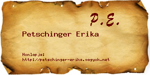 Petschinger Erika névjegykártya
